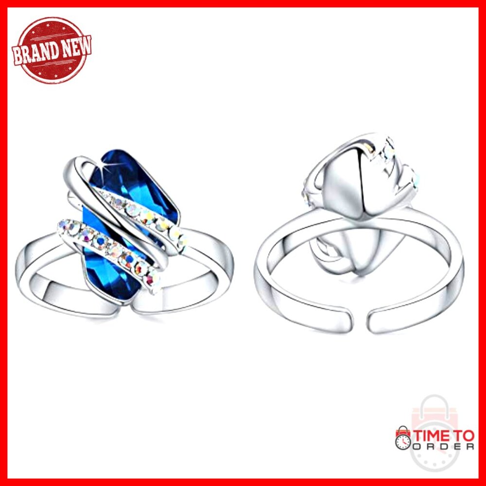 Adjustable Open Crystal Birthstone Ring Size 6.5-… - image 3